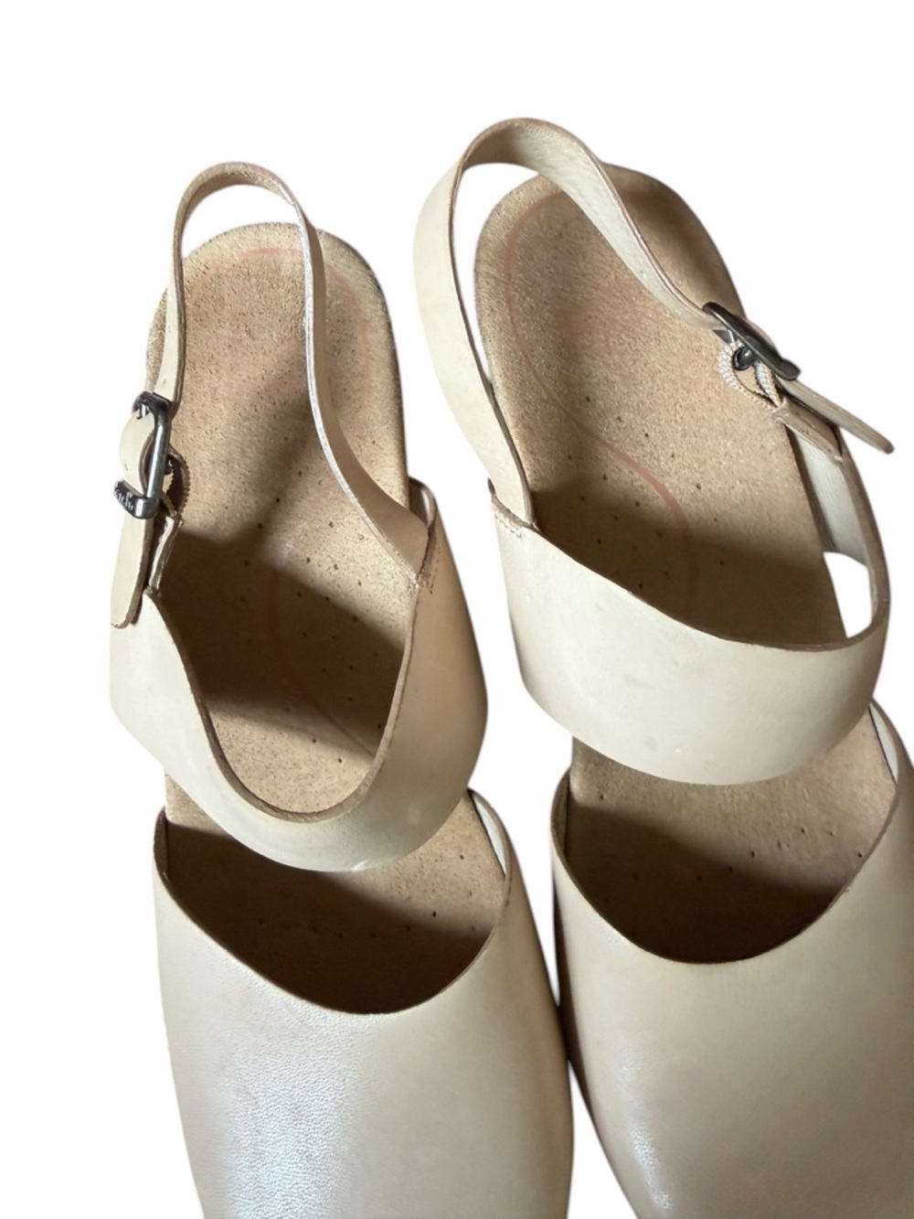 Dansko Cream Leather Slingback Clogs sz 39 - Picture 5 of 7